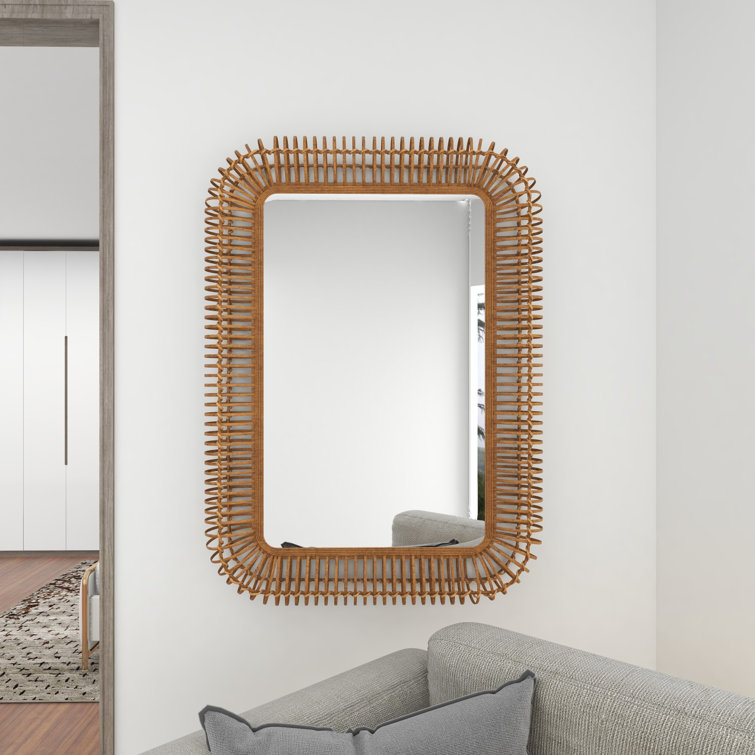 Teagan Rectangle Rattan Wall Mirror & Reviews Joss & Main